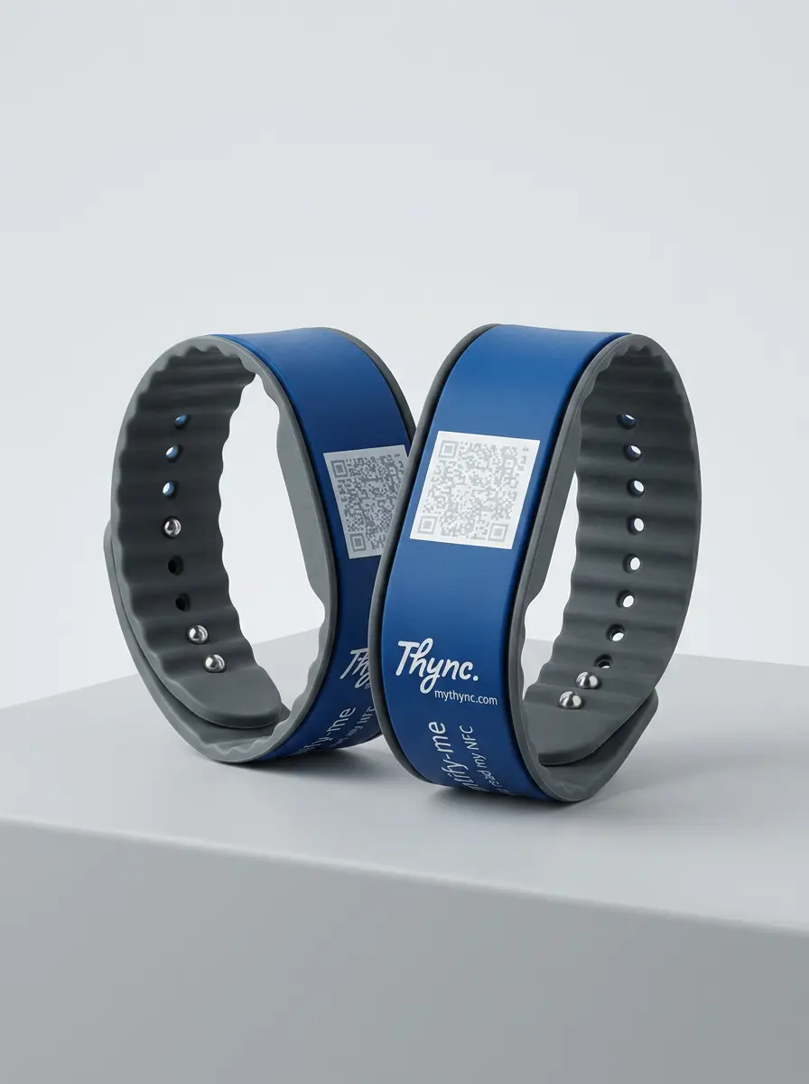 Braccialetto SOS di emergenza in silicone con codice QR e chip NFC